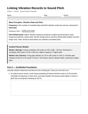 Essential Vibration & Pitch Worksheet | Grade 6 Science