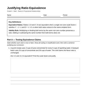 Essential Ratio Equivalence Worksheet | Grade 6 Math