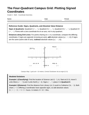 Complete Signed Coordinates Worksheet | Grade 6 Math