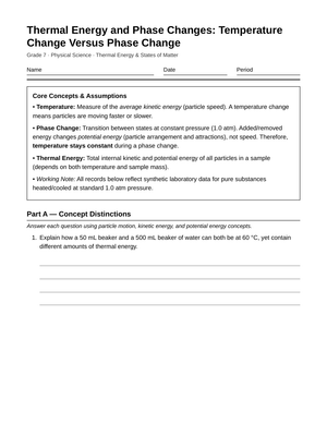 Essential Phase Change Worksheet | Grade 7 Science