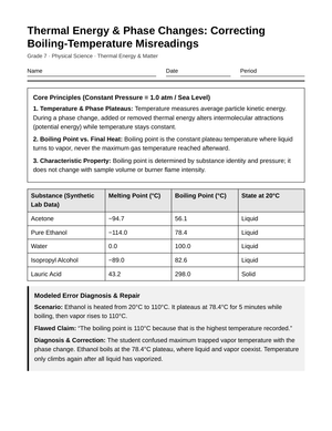 Essential Boiling-Point Misreadings Worksheet | Gr 7