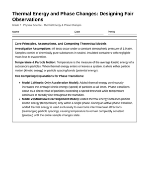 Essential Fair Phase-Change Worksheet | Grade 7 Science