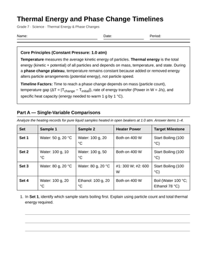 Printable Phase Change Timing Worksheet | Grade 7 Science