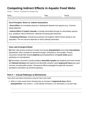 Ready Food Web Indirect Effects Worksheet | Grade 7 Science