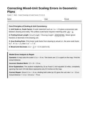 Aligned Mixed-Unit Scaling Errors Worksheet | Grade 7 Math