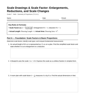 Complete Scale Factor & Drawings Worksheet | Grade 7 Math