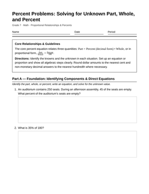 Essential Mixed Percent Problems Worksheet | Grade 7 Math