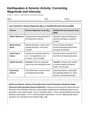 Essential Magnitude vs. Intensity Worksheet | Grade 8