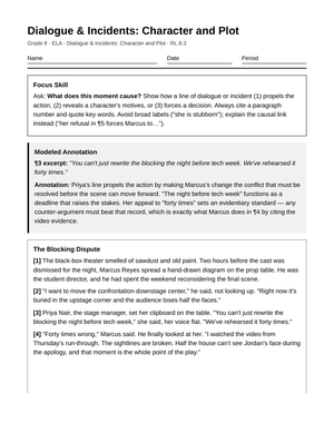 Complete Incident Consequences Worksheet | Grade 8 ELA