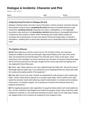 Complete Dialogue & Plot Revision Worksheet | Grade 8 ELA