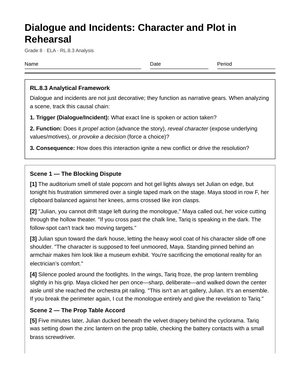 Complete Dialogue & Plot Conflict Worksheet | Grade 8 ELA