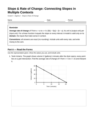Printable Connecting Slopes Worksheet | Grade 9 Algebra I