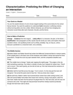 Free Interaction Changes Worksheet | Grade 9 English I