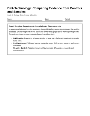 Complete DNA Controls Worksheet | Grade 9 Biology