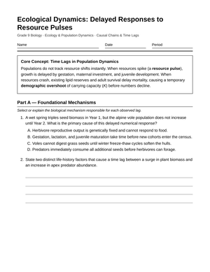Essential Delayed Response Worksheet | Grade 9 Biology