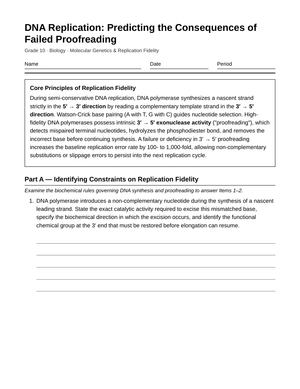 Complete DNA Proofreading Worksheet | Grade 10 Biology