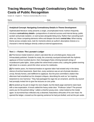 Complete Theme Analysis Worksheet | Grade 10 English II