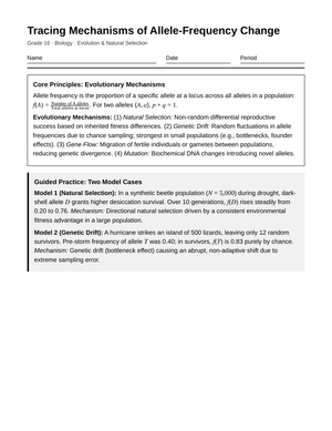 Proven Allele Frequency Change Worksheet | Grade 10 Biology