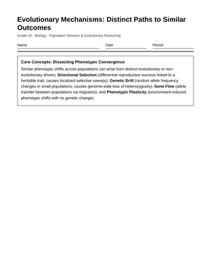 Proven Evolutionary Mechanisms Worksheet | Grade 10 Biology