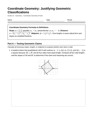 Complete Coordinate Proofs Worksheet | Grade 10 Geometry