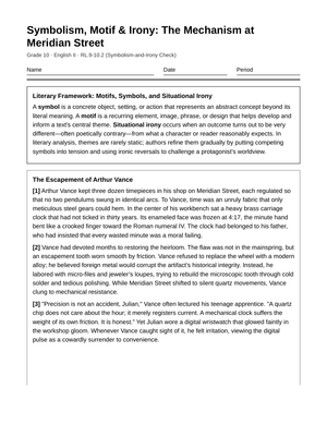 Complete Symbolism & Irony Worksheet | Grade 10 English II