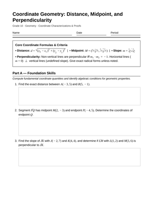 Complete Coordinate Proofs Worksheet | Grade 10 Geometry
