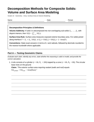Proven Decomposition Methods Worksheet | Grade 10 Geometry