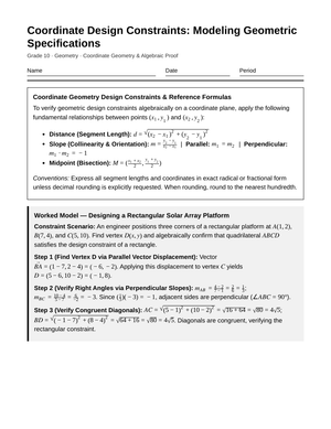 Essential Coordinate Design Worksheet | Grade 10 Geometry