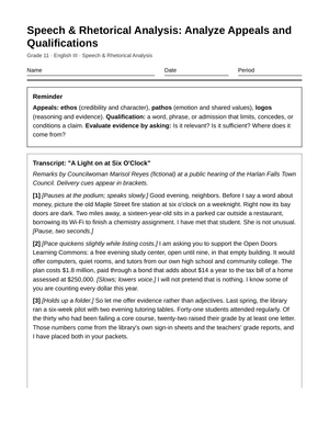Free Appeals & Qualifiers Worksheet | Grade 11 English III