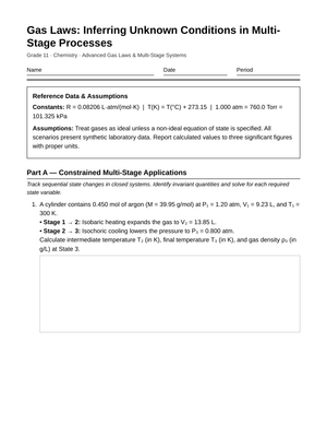 Proven Multi-Stage Gas Laws Worksheet | Grade 11 Chemistry