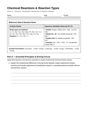 Complete Classify Reactions Worksheet | Grade 11 Chemistry