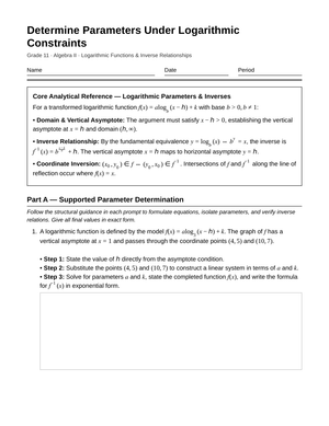 Complete Log Parameters Worksheet | Grade 11 Algebra II