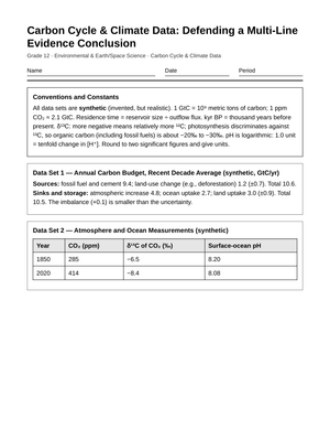 Printable Climate Evidence Worksheet | Grade 12 Science
