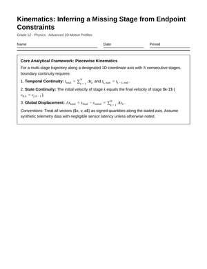Essential Piecewise Kinematics Worksheet | Grade 12 Physics