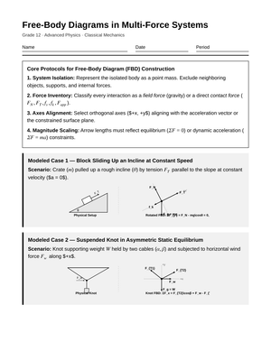 Essential Free-Body Diagrams Worksheet | Grade 12 Physics