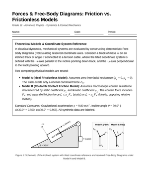Complete Friction Models Worksheet | Grade 12 Physics