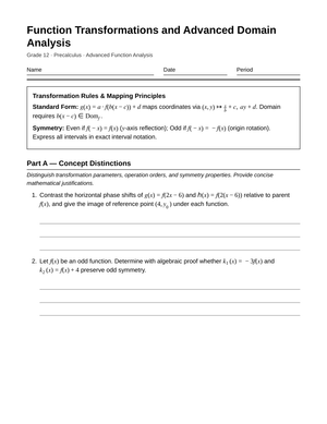 Proven Function Transforms Worksheet | Grade 12 Precalculus