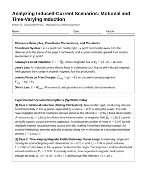 Essential Induced Current Worksheet | Grade 12 Physics