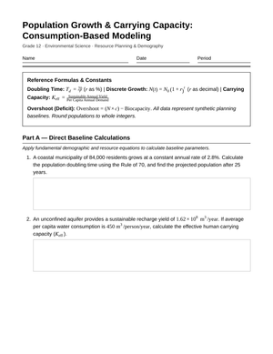 Essential Growth Scenarios Worksheet | Grade 12 Science