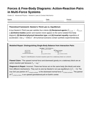 Proven Action-Reaction Pairs Worksheet | Grade 12 Physics