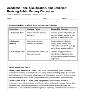 Ready Tone & Flow Revision Worksheet | Grade 12 English IV