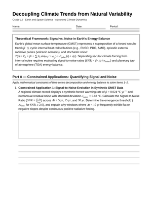 Essential Climate Trends Worksheet | Grade 12 Earth Science