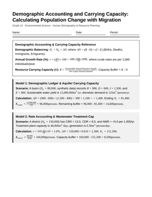 Essential Population Migration Worksheet | Grade 12 Science