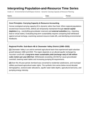 Complete Resource Time Series Worksheet | Grade 12 Science