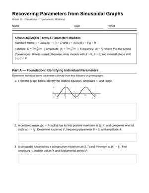 Complete Trig Parameters Worksheet | Grade 12 Precalculus