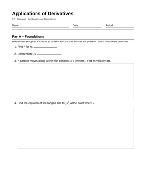Complete Motion & Tangents Worksheet | Grade 12 Calculus