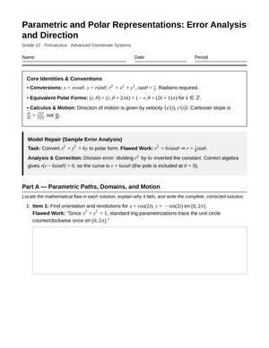 Essential Error Analysis Worksheet | Grade 12 Precalculus