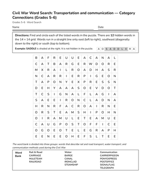 Printable Transport Word Search | Grades 5–6 Social Studies