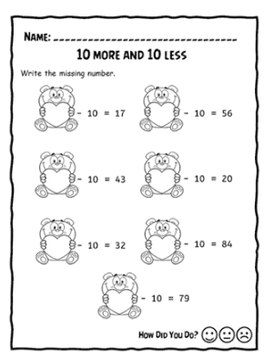 Take Away Hearts 10 More 10 Less