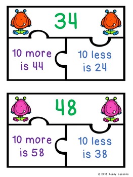 10 More and 10 Less Mental Math Worksheet